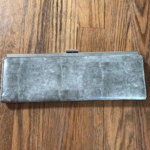 Faux-snakeskin clutch